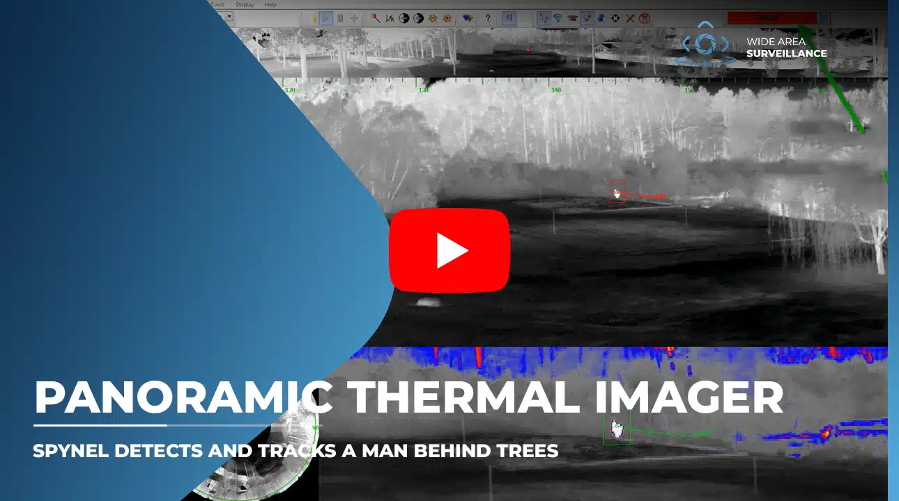 panoramic Thermal Imager SPYNEL detects and tracks a man behind trees