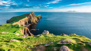 Neist point lighthouse and coast in Isle of Skye, Scotland