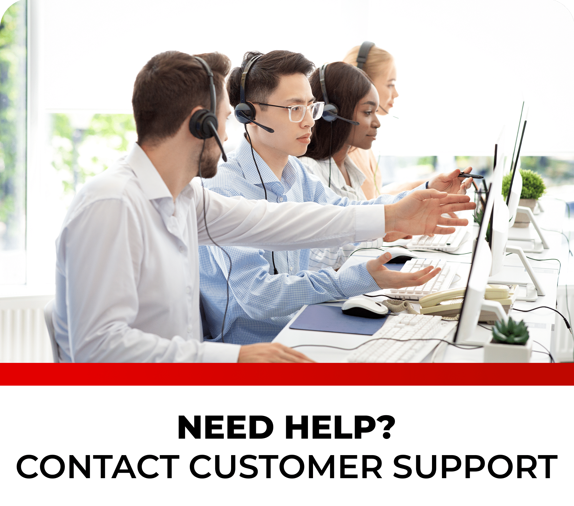 help center with mens working on computer with headphones